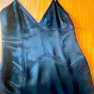 Black Satin Vera Wang dress w/Tags sz.10 beautiful stitching!sheer panel details